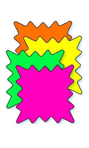 5 x 3 inch Multi-Colored Fluorescent Rectangle Burst Sign Cardszoom