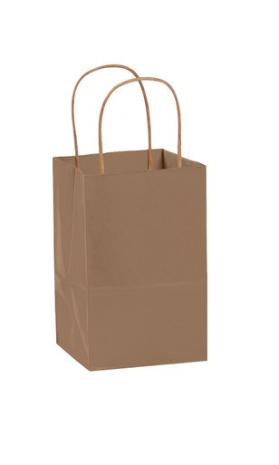 Small (Rose) - Natural Kraft Paper Shopping Bags - Case of