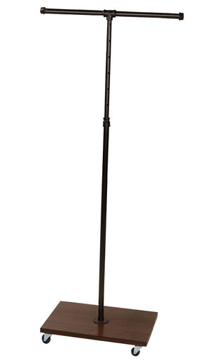 Boutique Pipe 2-Way Straight Arm Clothing Rack with Dark Walnut Wood Basezoom