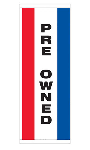 Large Single Sided Vertical Stripe Message Flag - "Pre-Owned"zoom