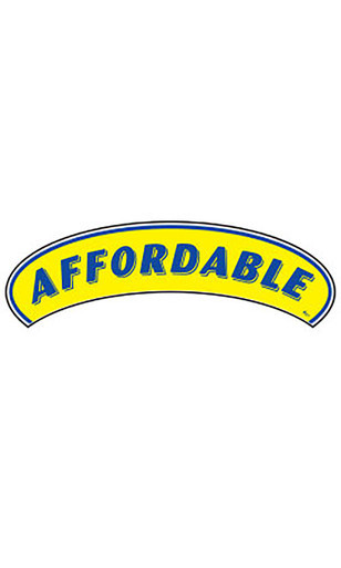 Arch Windshield Slogan Sticker - Blue/Yellow - "Affordable"zoom