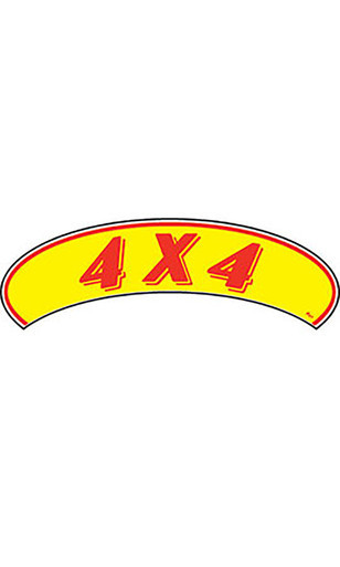 Arch Windshield Slogan Sticker - Red/Yellow - "4 X 4"zoom