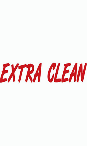 Designer Cut Windshield Slogan Sticker - Red/White - "Extra Clean"zoom