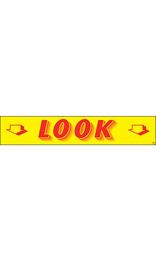 Rectangular Slogan Windshield Sticker - Red/Yellow - "Look"zoom