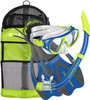 U. S. Divers Junior Submersible Snorkel Set with Bag - Green/Blue