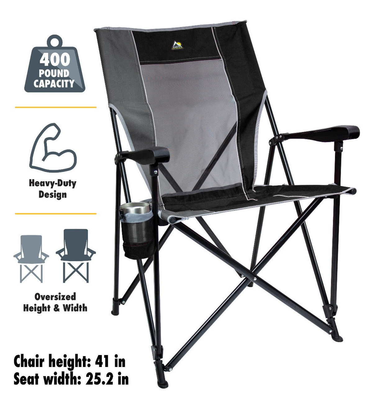 GCI Outdoor Eazy Chair XL Black- 400lb weight capacity