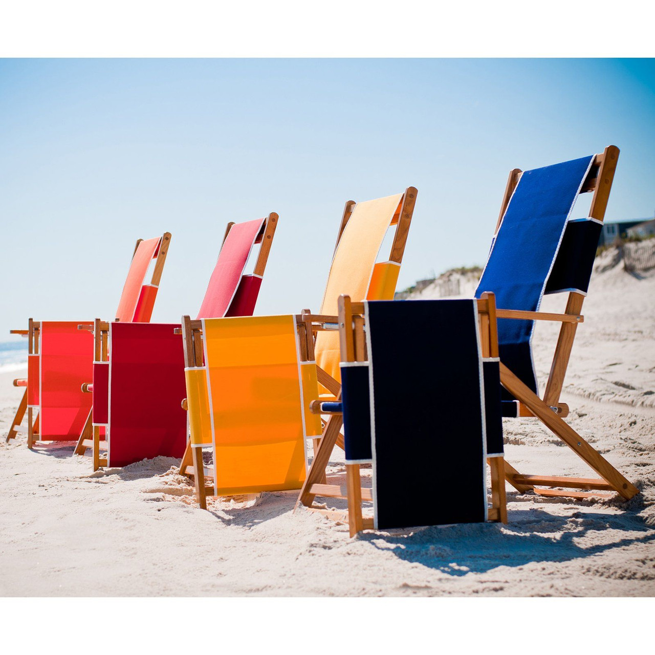 Frankford Oak Wood Folding Beach Chair w/ Footrest