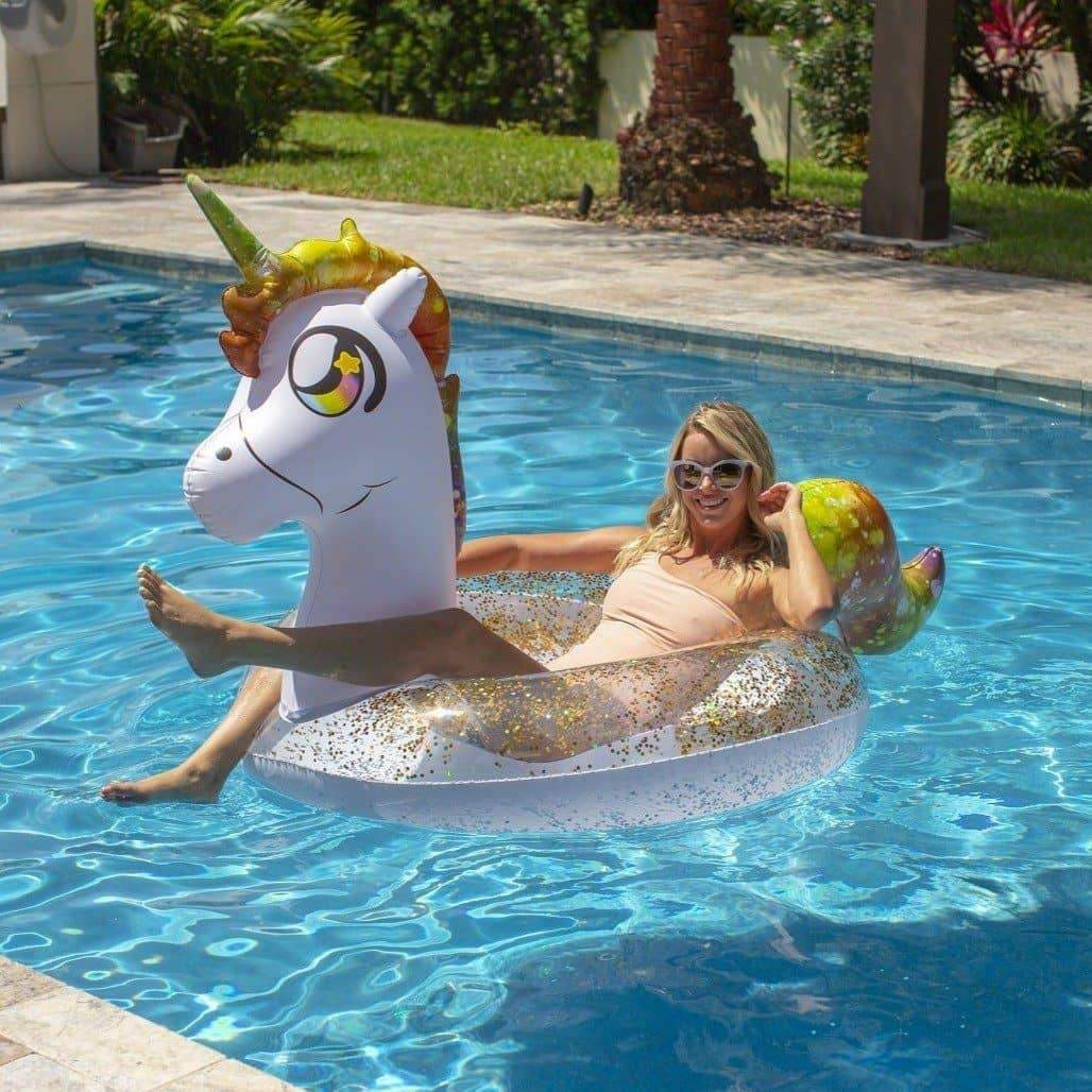PoolCandy Jumbo Glitter Unicorn Beach & Pool Tube - 48in