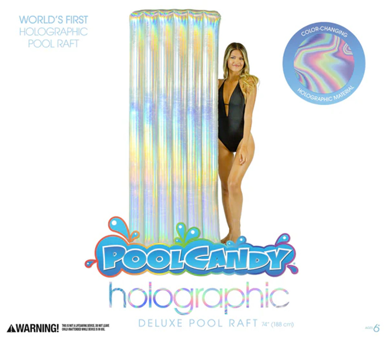 PoolCandy Holographic Deluxe Pool Raft - 74x30in