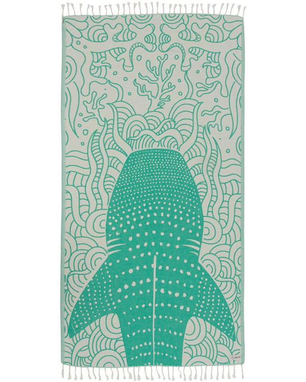 Sand Cloud 100% Turkish Organic Cotton Towel - Green Whale Shark - 38x64