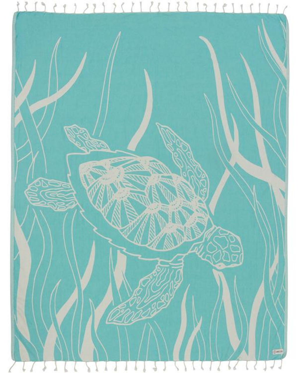 Sand Cloud 100% Turkish Organic Cotton LG Towel - Mint Turtle Seagrass - 53x66