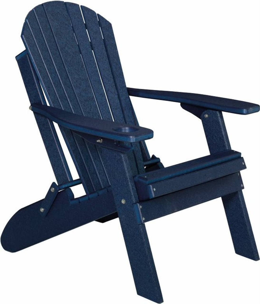 Furniture Barn Fanback Poly Folding Adirondack Chair with cup holder