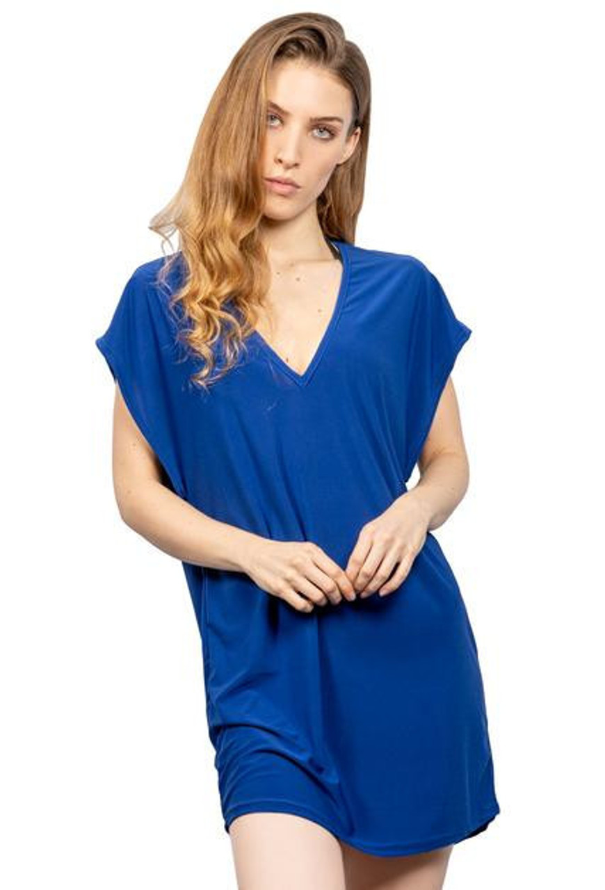 Jordan Taylor V-Neck Tunic with Back Slashes - Royal Blue