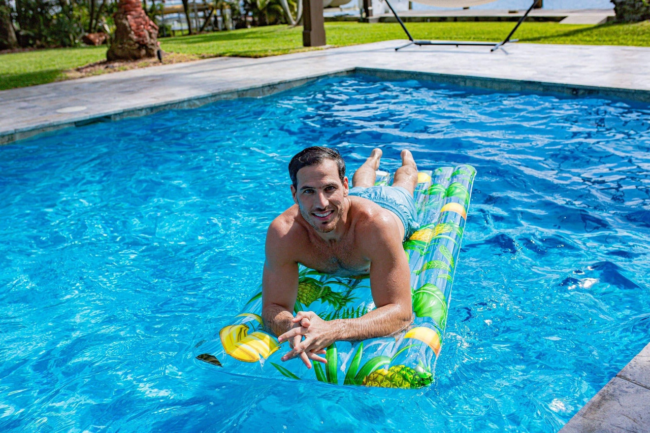 PoolCandy Inflatable Tropical Print Pool Raft - 74x30 Inches