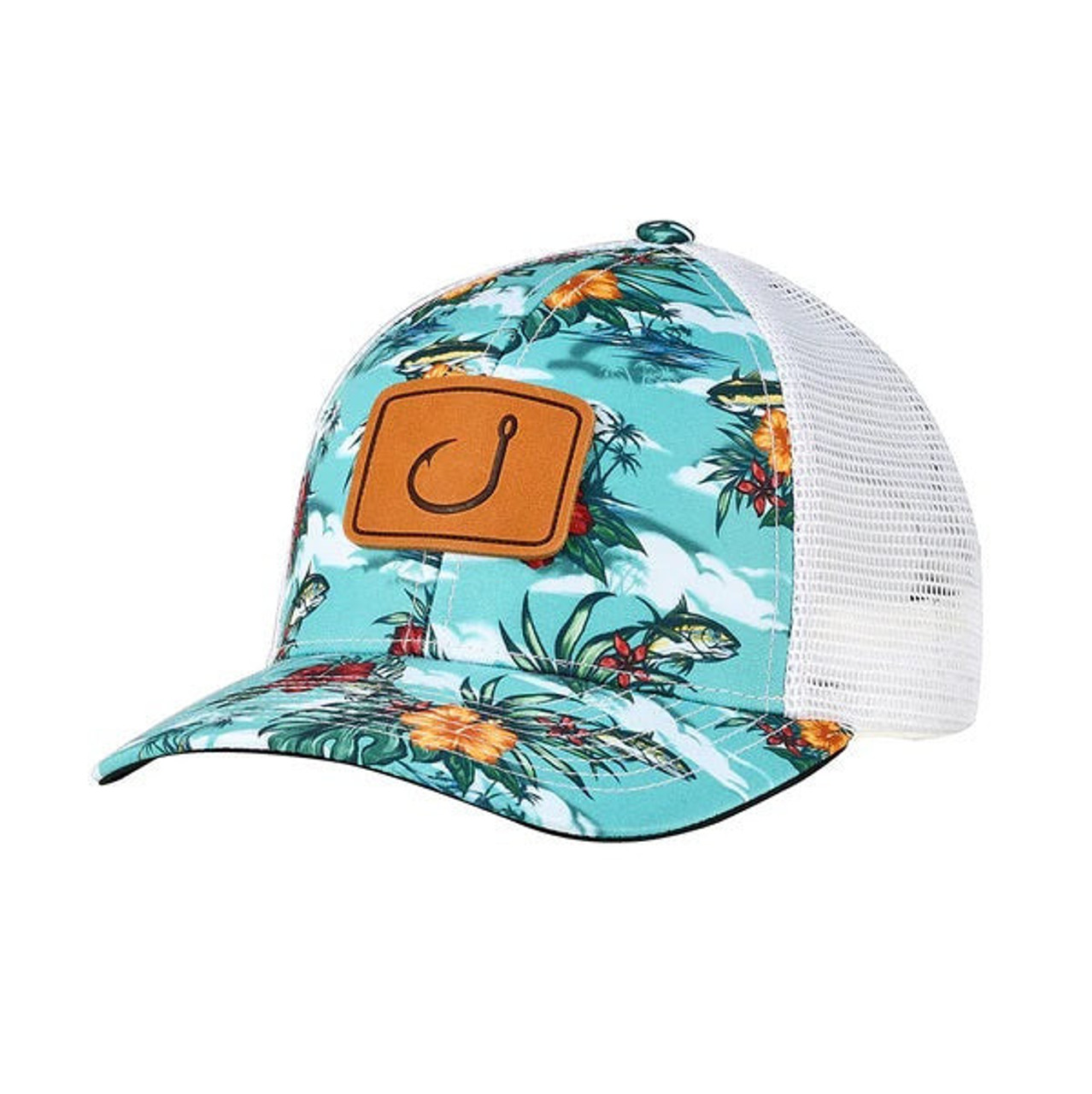 AVID MH12013 Fish Floral Trucker Hat - Hibiscus Honey