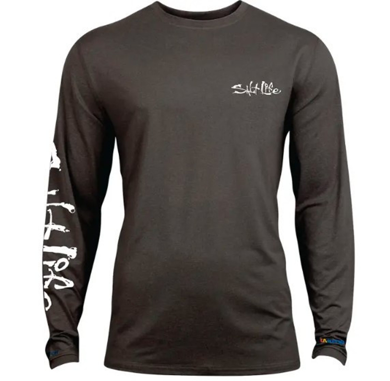 Salt Life Salty Essentials SLX Long Sleeve Performance Shirt - Black Heather