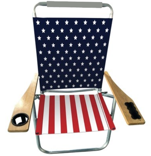 Panama Jack 3 Position Aluminum Beach Chair w/Cup & Phone Holder - USA Stars/Stripes