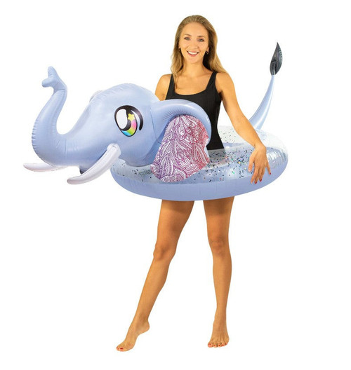 PoolCandy 42 Inch Inflatable Glitter Elephant Pool Tube