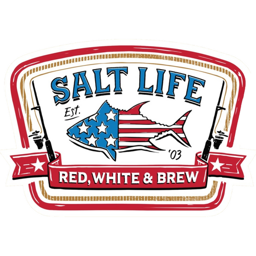Salt Life SAD983 Red White and Brew Sticker - White
