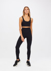 THE UPSIDE women's black Peached 28inch High Rise Pant is made from a recycled soft peached fabric with moisture-wicking, breathable and quick-drying properties.