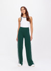 THE UPSIDE women's green Les Border Freya Knit Pant is made from a viscose blend. The knitted straight leg pant features a white side stripe and elasticated waistband for style and comfort. Designed for walking and recovery.