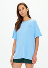 THE UPSIDE women's blue One Love Club Sammi Tee is made from organic cotton. The oversized tee features a soft rib neck lining for a lived in feel. Designed for tennis.
