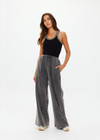 THE UPSIDE women's grey Soho Tokio Wide Leg Pant is made from a soft brushed recycled cotton fabric. This wide leg, high rise pant feature front pockets in the side seams and a soft encased elasticated waistband.