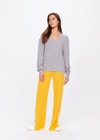 THE UPSIDE women's grey Seymour Cable Knit Sweater is made from organic cotton. Featuring a V shape neckline and ribbed cuffs, hem and neckline for comfort and style. Designed for leisure and recovery.