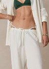 THE UPSIDE women's cream Desert House Party Pant is made from sandwash silk. The relaxed pant features drawstring waist. Designed for comfort and travel.