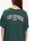 THE UPSIDE women's dark green oversized Alumni Sammi crew neck Tee is made from organic cotton and features logo at front chest and soft rib neckline.
