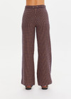 THE UPSIDE women's beige and navy geometric print Crossroad Juniper Knit straight leg Pant is made with organic cotton and feature pockets and a split hem.