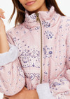 THE UPSIDE women's pink paisley Mascada Quilted Nicola Jacket is made from viscose blend. The oversized jacket features patch pockets. Designed for lifestyle wear.