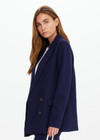 THE UPSIDE women's navy Double Breasted Blazer is made from lenzing viscose. The women regular fit blazer features flap pockets and leopard printed lining.