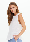 THE UPSIDE women's Knitted Tara Tank Top is made from linen and features a crew neck.