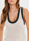 THE UPSIDE women's cream Dusty Ray Knit Tank is made from organic cotton. The open knit tank features ribbed neckline and armholes. Designed for comfort.