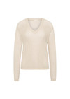 THE UPSIDE women's creme organic cotton Josephine V Neck Knit is a lightweight open knit designed for a relaxed fit with a deep V neckline. Made for everyday.