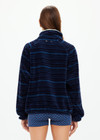 THE UPSIDE women's blue stripe Harlow Fleece Pullover is designed for a relaxed fit and features zip pockets and elasticated waist and cuffs. Made for lifestyle.