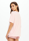 THE UPSIDE women's cotton linen Spellbound Jodhi Tee is a classic tee shape in washed quartz pink with upside logo printed on chest. Made for lifestyle.