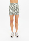 THE UPSIDE women's green Reversible 5inch Spin Short is designed for a soft & supportive fit in a recycled fabric and features embroidered arrow logo on back. Made for yoga & pilates.