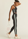 THE UPSIDE women's charcoal Limiter Sophie Crop is designed for a soft & supportive fit in a recycled rib fabrication and features removable cups. Made for yoga & pilates.