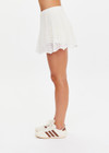 THE UPSIDE women's cream Agni Elysia Knit Skirt is designed for a regular fit and features a chevron knit design and an elasticated waistband with drawcord. The perfect vacation piece.