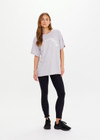 THE UPSIDE women's grey organic cotton Sammi Tee is designed for an oversized fit and features a printed horseshoe logo in cream at the front. The perfect everyday piece.