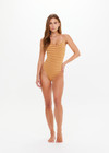 THE UPSIDE women’s stripe Naxos Flow Scoop Onepiece is designed for a soft & comfortable fit and features a scoop neckline and adjustable elastic straps. Ideal for swimming.