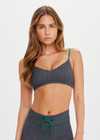 THE UPSIDE women's check Aliki Ballet Bra offers a comfortable fit with adjustable elastic straps in a textured green gingham fabric. Made for yoga and Pilates.