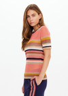 THE UPSIDE women’s stripe Sutton Knit Tee is designed for a slim fit and and features a semi-sheer striped design with a navy contrast neckline. Made for everyday wear.