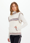THE UPSIDE women’s cream Swiss Dhemi Knit Jacket features a zip through opening, removable sleeves and is lined with polar fleece. Designed for Après-ski and winter wear.
