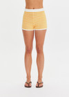 THE UPSIDE women’s stripe organic cotton Daisy Aster Knit Shortie is a fitted boyleg short, featuring a ribbed mid-rise waistband and hem. Made for everyday leisure.