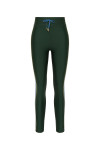 THE UPSIDE women’s recycled green Maneki 25In Legging features quick-dry fabric, contrast blue and butter side binds, and an elastic drawcord waist. Made for yoga and pilates.