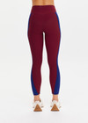 THE UPSIDE women’s maroon Adesa 25In High Midi Pant in recycled rib features a V-panel waistband and moisture-wicking properties. Made for high impact.