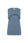 THE UPSIDE women’s denim organic cotton Jeet Tank Top has a relaxed fit with folded arm detail and a green logo at the front. Made for lifestyle.